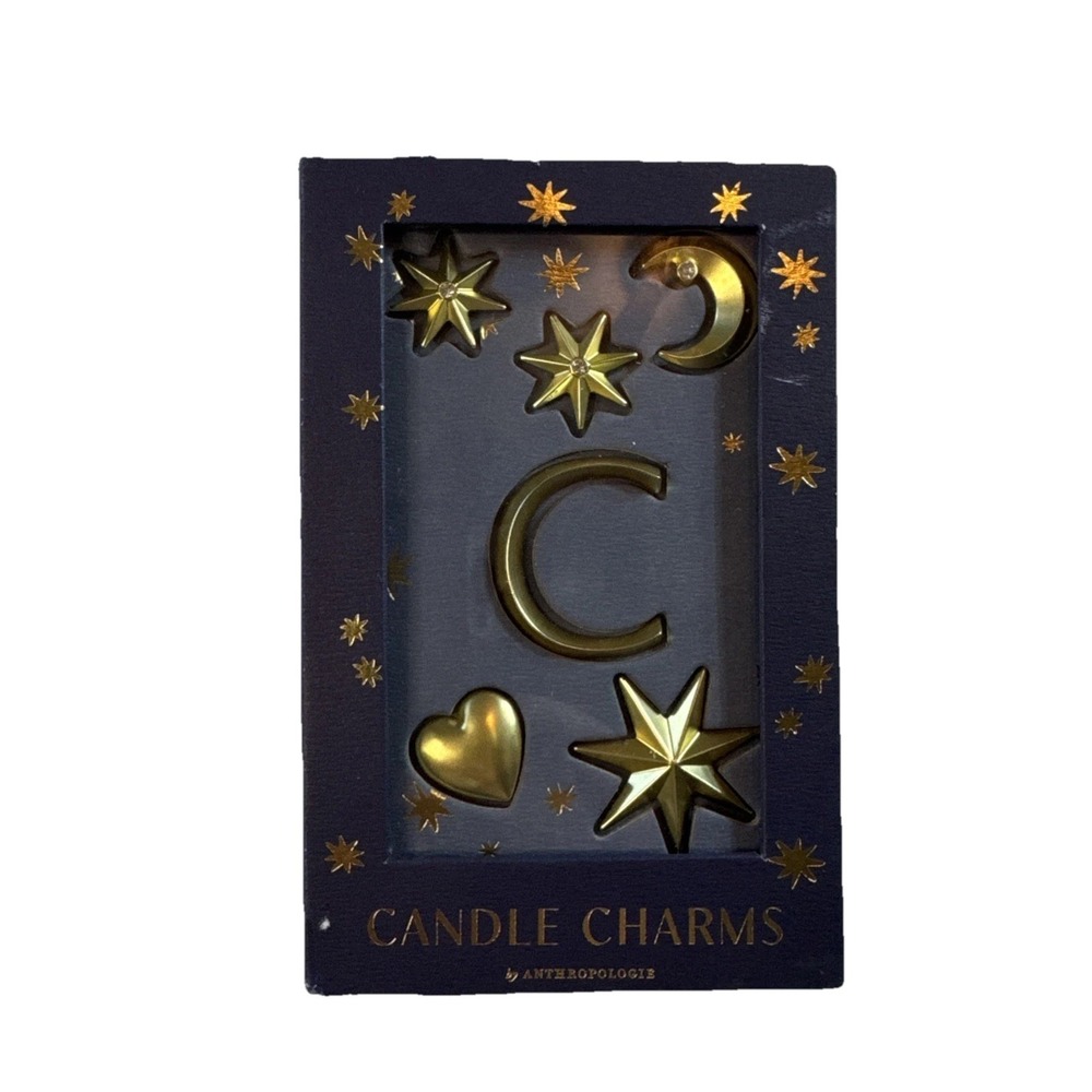 Anthropologie Monogram Candle Charms‎ Gold Letter "C" New In Box Stars Moon